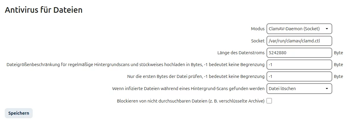 Screenshot: Antivirus einrichten